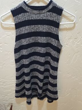 Freshman Sleeveless Ribbed Tank - Navy & Heather Gray